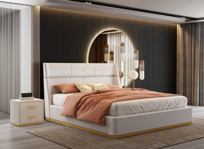 Designer Bett Schlafzimmer Doppelbett Betten Luxus Polster Hotel Neu